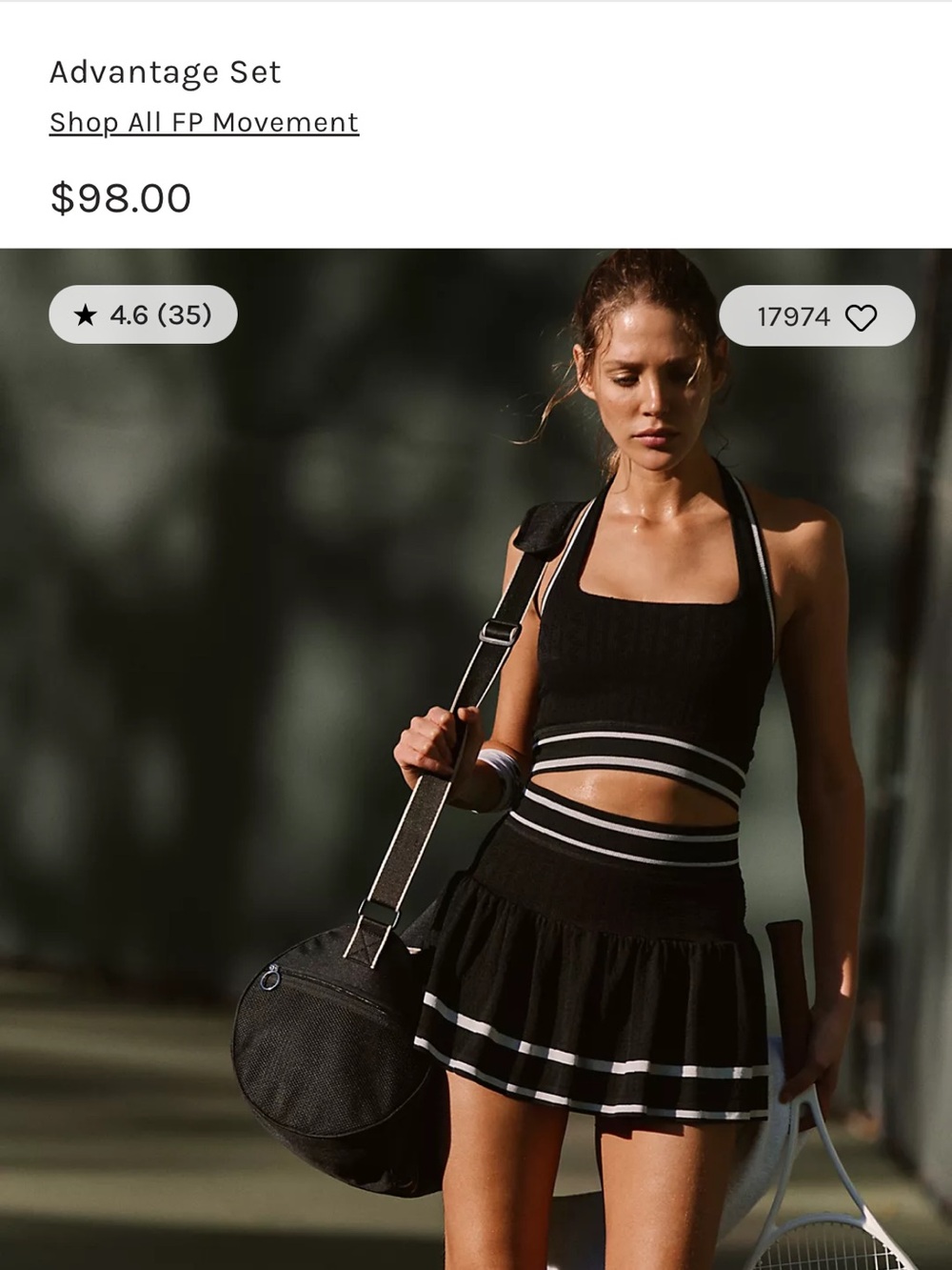 FP Movement by Free People Black and White Knit Skort & Crop Top Set
